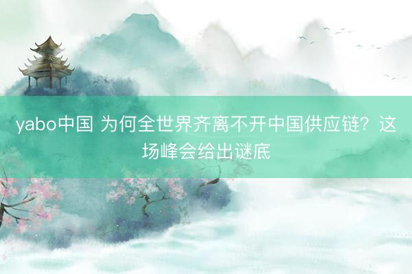 yabo中国 为何全世界齐离不开中国供应链？这场峰会给出谜底