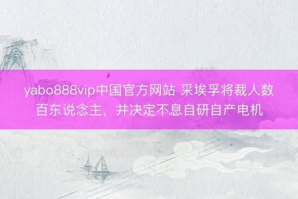 yabo888vip中国官方网站 采埃孚将裁人数百东说念主，并决定不息自研自产电机