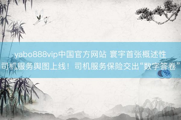 yabo888vip中国官方网站 寰宇首张概述性司机服务舆图上线！司机服务保险交出“数字答卷”