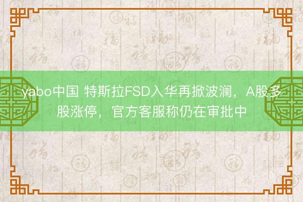 yabo中国 特斯拉FSD入华再掀波澜，A股多股涨停，官方客服称仍在审批中