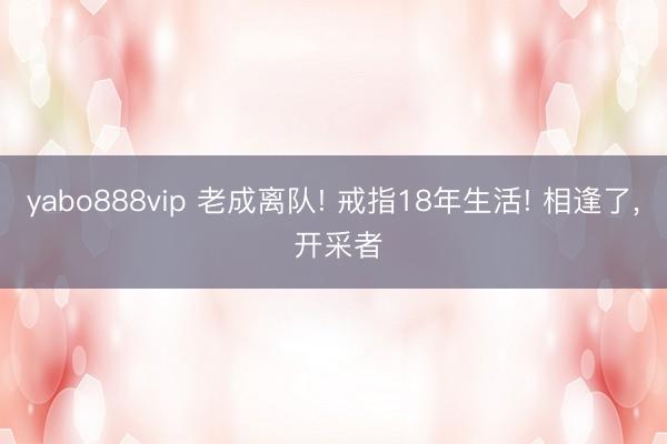 yabo888vip 老成离队! 戒指18年生活! 相逢了, 开采者