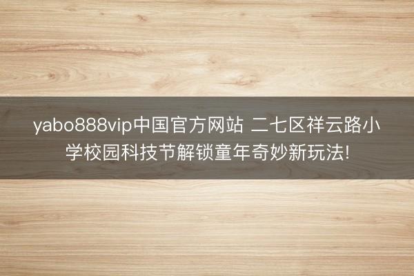 yabo888vip中国官方网站 二七区祥云路小学校园科技节解锁童年奇妙新玩法!