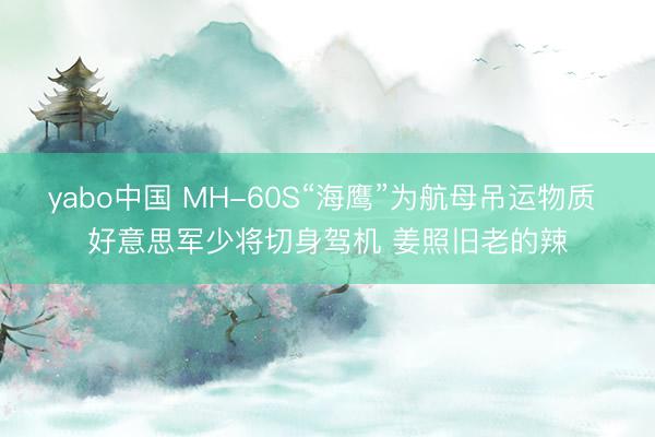 yabo中国 MH-60S“海鹰”为航母吊运物质 好意思军少将切身驾机 姜照旧老的辣