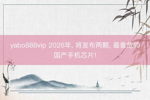 yabo888vip 2026年， 将发布两颗， 最垂危的国产手机芯片!