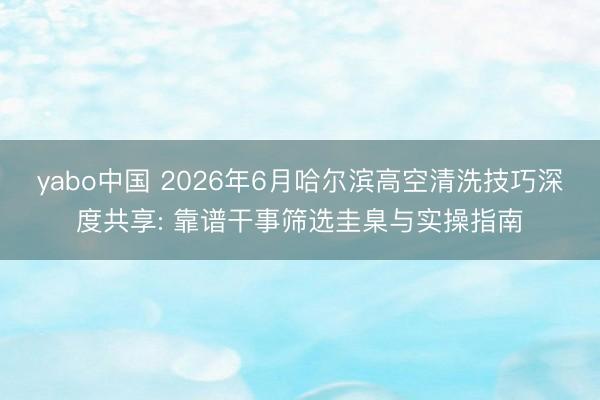 yabo中国 2026年6月哈尔滨高空清洗技巧深度共享: 靠谱干事筛选圭臬与实操指南